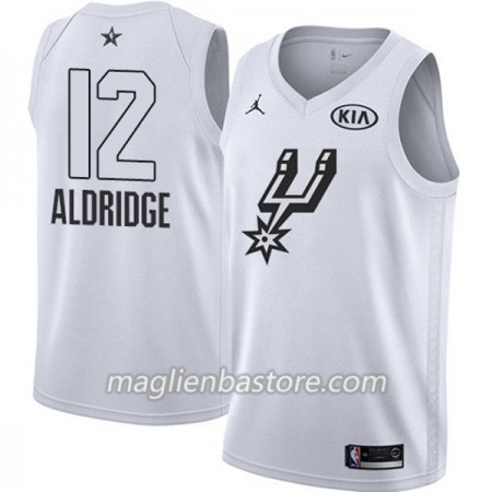 Maglia San Antonio Spurs LaMarcus Aldridge 12 2018 All-Star Jordan Brand Bianco Swingman - Uomo